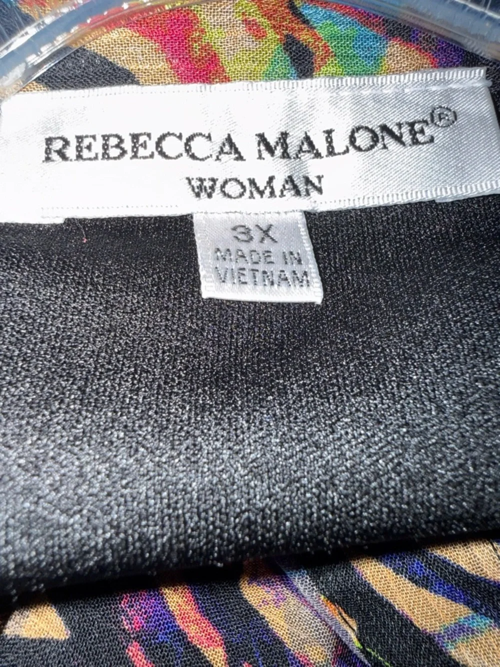 Rebecca Malone Women’s 3X Multicolor Printed Button-Front Blouse - Picture 3 of 4